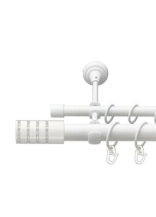 Карниз для штор orvit барамела металевий дворядний гладка труба кільце металеве білий 25\19 мм 160 см
