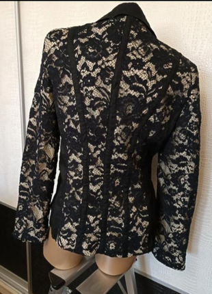 Черный кружевной пиджак блейзер4 фото