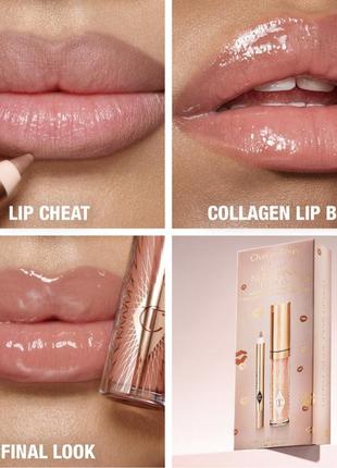 Charlotte tilbury mini glossy pink lip gloss + lip liner set набір олівця для губ та блиску pillow talk та iconic nude6 фото