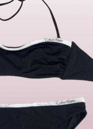 Черный на завязках купальник calvin klein топ для плавания костюм на бретельках2 фото