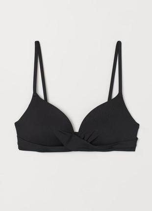 Пуш ап бикини топ h&m, черный топ для плавания, черный верх от купальника h&m 80d