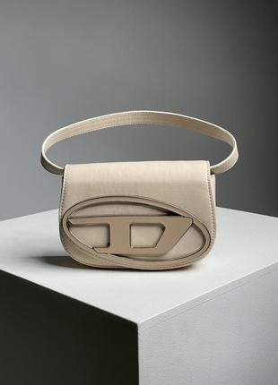 Сумка женская diesel 1dr iconic shoulder bag beige, сумка жеncкая