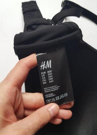 Пуш ап бикини топ h&amp;m, черный топ для плавания, черный верх от купальника h&amp;m 80d10 фото