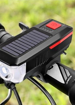 Велосипедний ліхтар на сонячній батареї з дзвінком ly-176 фото