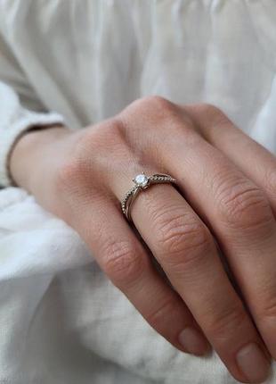 Кільце срібне жіноче каблучка вставка куб.цирконій 16.0 розмір срібло 925 покрите родієм 1183 1.46г