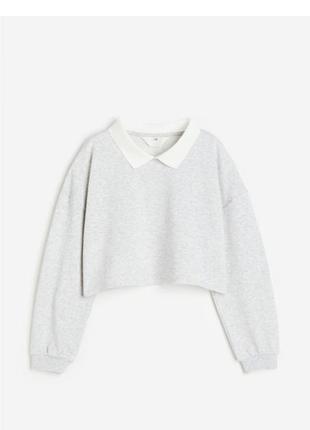 Свитшот укороченный двунитка реглан h&m оверсайз