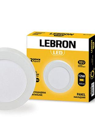 Led светильник lebron l-prs-1241, 12w, накладной, d.170x36mm, 4100k, 850lm, угол 120 °