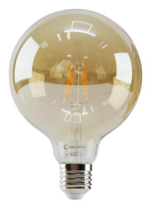 Led лампа velmax v-filament-amber-g125, 4w, e27, 2200k, 400lm