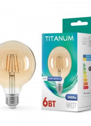 Led лампа titanum  filament g95 6w e27 2200k бронза