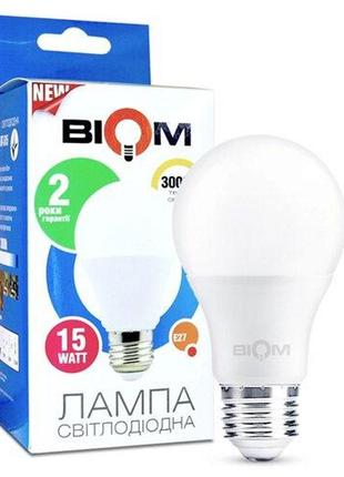 Светодиодная лампа груша biom bt-515 a60 15w e27 3000к матовая