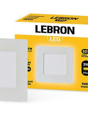 Led светильник lebron l-ps-341, 3w, встроенный, 85x85mmx19mm, 4100k, 210lm, угол 120 °