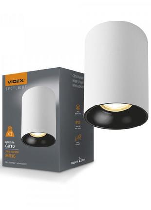 Світильник videx під лампу gu10 накладний білий + чорний рефлектор vl-spf14a-wb1 фото