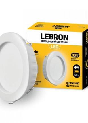 Led світильник lebron l-dr-941, 9w, 720lm, 4100k, вбудований