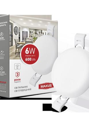 Світильник врізний maxus sp edge 6w, 4100к (коло)1 фото