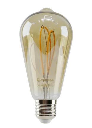 Led лампа velmax v-filament-amber-st64-петля, 4w, e27, 2700k, 300lm