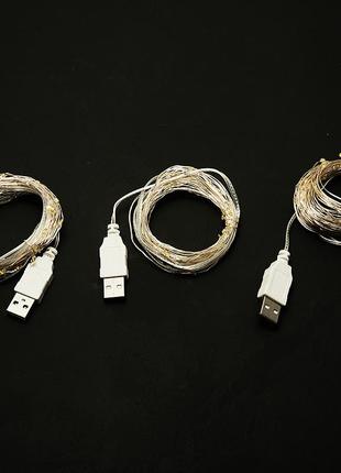 Гірлянда світлодіодна від usb. холодне біле світло "крапля роси" 50 led довжина 5 метрів4 фото