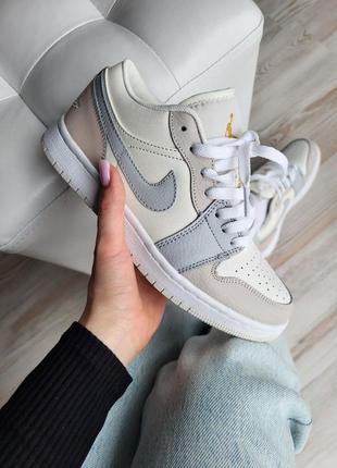Nike air jordan beige gray1 фото