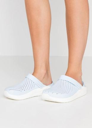 Крокс сабо лайтрайт клог жіночі блакитні  crocs literide™ clog mineral blue/white3 фото