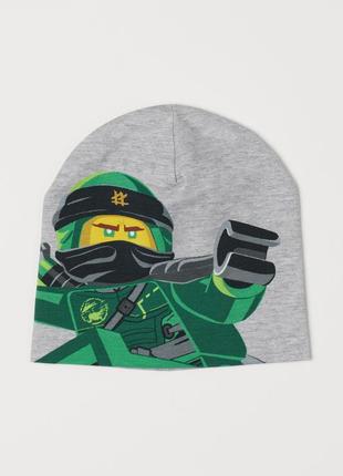 3 - 4 года двухслойная мягкая трикотажная шапка с набивным рисунком lego ninjago лего