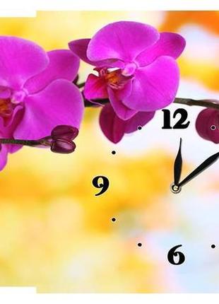 Настінний годинник на полотні декор карпати c32 орхідеї (sgnc64611)1 фото