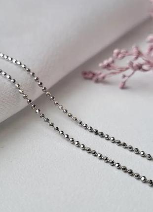 Женская серебряная цепочка жемчужное плетение 40 см колье с шариками серебро 925 пробы родирован 1.73г cpa12d