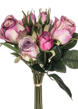 Штучна троянда єден букет, 9 гілок, фіолетовий