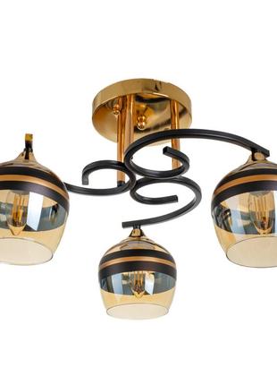 Люстра на 3 плафона черная с золотым  в спальню lk-716s/3 e27 bk+fg