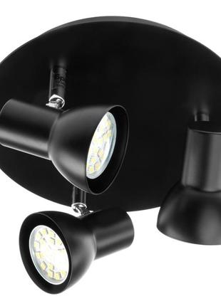 Світильник настінно-стельовий спот поворотний накладний htl-181/3 gu10 bk