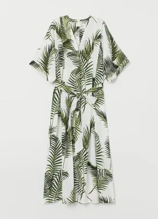 Шикарное платье-кафтан с листьями пальмы. h&amp;m.(uk10-m)5 фото