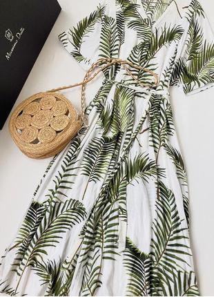 Шикарное платье-кафтан с листьями пальмы. h&amp;m.(uk10-m)4 фото