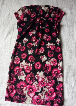 Черное розовое белое прямое платье в принт цветы драпировка от next