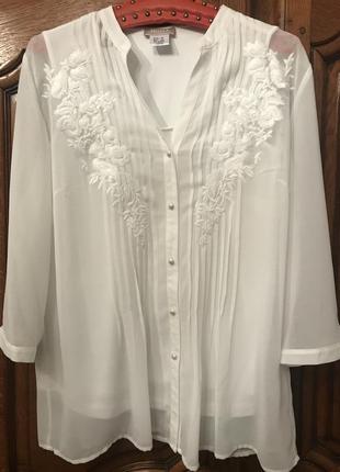 Біла,базова блузка mona з вишивкою