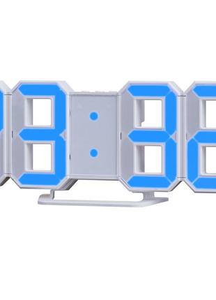 Настільний годинник led електронні світлодіодні usb 22,5см сині (art-6802)2 фото