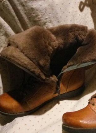 Зимние кожаные сапоги на шнуровке , внутри натуральная цигейка.3 фото