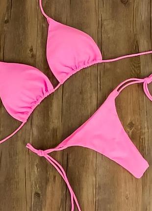 Белый белоснежный сексуальный купальник на завязках шторки треугольник с чашками3 фото