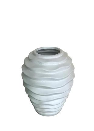 Ваза хвиля, кераміка, велика, білий