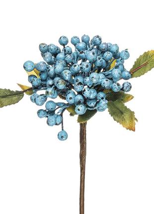 Штучна гілка ягідка з листом синя1 фото