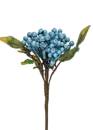 Штучна гілка ягідка з листом синя2 фото