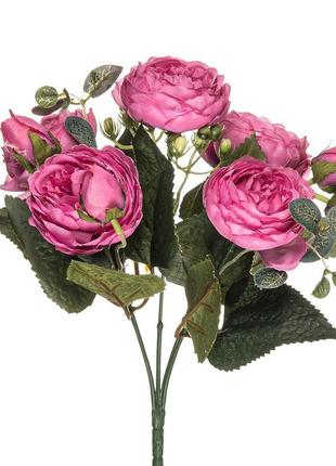 Штучна троянда річ бабблз букет, 5 гілок, темно-рожевий