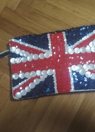 Блестящий клатч сумочка с британским флагом от next6 фото