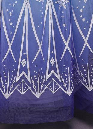 Платье принцессы эльзы с коротким рукавом и шлейфом, голубое8 фото