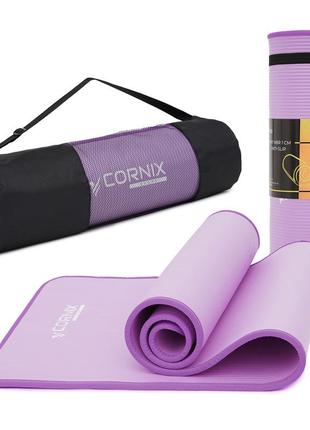 Килимок спортивний cornix nbr 183 x 61 x 1 см для йоги та фітнесу xr-0093 purple/purple poland