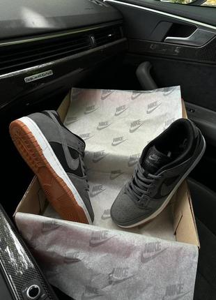 Кроссовки nike sb dunk low grey suede black 5