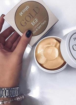 Антивікові патчі гідрогелеві від зморшок навколо очей petitfee gold egf eye spot patch, 90 шт