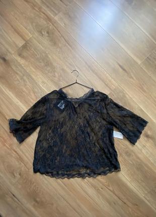 Мереживна кофта чорна жіноча італія блуза блузка  мереживна