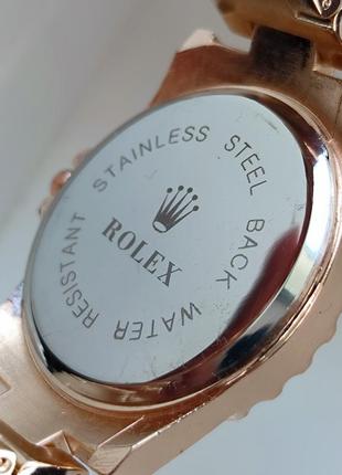 Стильний жіночий наручний годинник на сталевому браслеті, весь в камінцях, рожеве золото, сріблястий5 фото