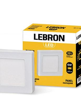 Led светильник lebron l-pss-641, 6w, накладной, 120x120x36mm, 4100k, 420lm, угол 120 °