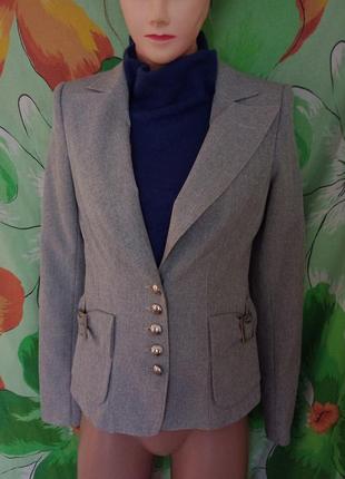 Vual фирменный пиджак/жакет приталенный в винтажном стиле серенького цвета пиджачек вискозный1 фото