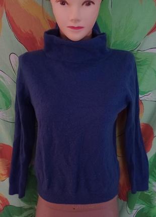 Фірмовий светр, водолазка вовняний-кашеміровий. woolowers. кофта під горло в однотонний колір синій