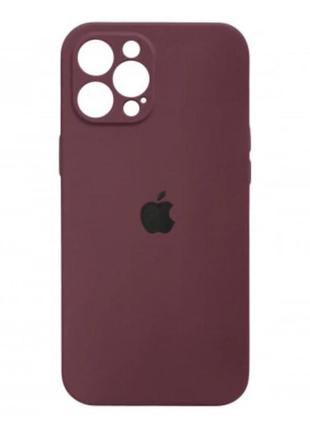 Чохол (з мікрофіброю) silicone case full camera protective для iphone 13 pro (6.1")- темно-бордовий1 фото